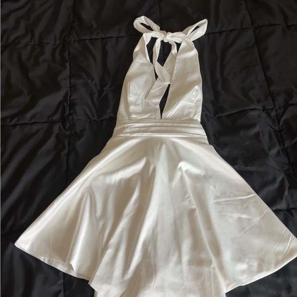 White Halter Cocktail Mini Dress - Picture 8 of 10